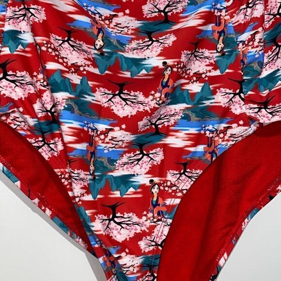 Disney Hot Topic Women's Mulan Print Red Hipster Swim Bottom Size XXL - Picture 2 of 6
